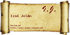 Izsó Jolán névjegykártya
